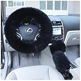 Uarter Winter Warm Faux Wool Steering Wheel Cover with Handrake Cover & Gear Shift Cover for 14.96
