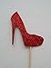 CO The Crafty Owl Red Glitter High Heel Cupcake Toppers-10 Pieces for Birthdays/Bachelorette/Bridal Shower