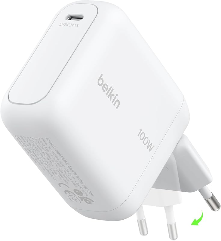 BoostCharge Cargador USB C, Cargador GAN Compacto 100W Plegable, Carga Rápida, Enchufe USB C Pared, iPhone 17, Samsung Galaxy S26, Pixel 10, AirPods, Tabletas, MacBook - Blanco