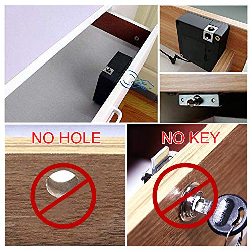 Gexmil Electronic Cabinet RFID Lock Kit Set, Hidden DIY Lock for Wooden Cabinet Drawer Locker, RFID Card/Tag Entry