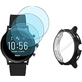SHUAXI Watch Screen Protector (3+1Pack) for Fossil Gen 5 Carlyle HR Not for Julianna , and Soft TPU Protective Case