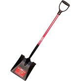 Bully Tools Square Point Shovel &ndash; Heavy Duty 14-Gauge Steel Metal Tool with D-Grip Fiberglass Handle for Landscaping, Digging, Soil Moving, Cleanup Job &amp; Yard Projects - 100% Made in The USA, 46-Inch