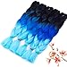 Jumbo Braiding Crochet Twist Hair 5Packs/Lot Box Braids Crochet Hair Synthetic Braiding Hair Extensions for Women 24 Inches Crochet Hair Box Braids Twists Hair (Black-RoyalBlue-SkyBlue)
