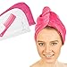 ViDi Microfiber Hair Towel Wraps for Women and Girls (2 Pk), Anti-Frizz Quick Dry Hair Turban Towels with Button for Long Short Curly Hair. Free Wide Tooth Comb