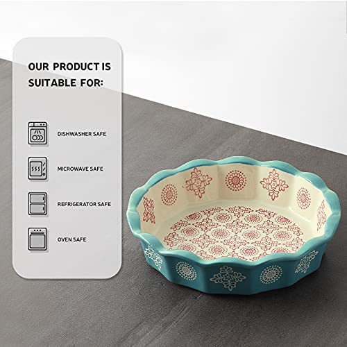 ZONESUM Ceramic Pie Pan, 10.2 Inch Deep Dish Pie Plate 52 Ounce Pie