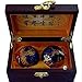 Gusnilo Wire inlay enamel implement Chinese Health Exercise Stress Balls - blue Color / Traditional Beautiful Steel Palm Wooden Box Packaging (