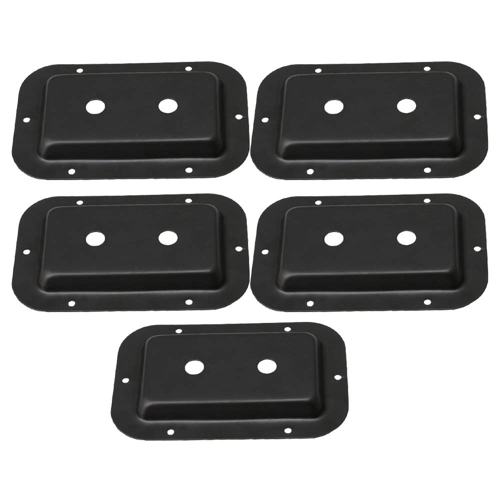 BQLZR 13.7x9x1.2cm Black Steel 1/4" Headphone Jack Plate Binding Post Board Dish for Speakers Cabinet Pack of 5