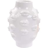 Romehaha Ceramic Body Vase, Lips Vase Table Decor Modern Farmhouse Decor Flower Vase for Home Office Shops 6.5X4.72Inch(White)