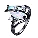 Adeser Jewelry Womens S Promise Wedding Rings Black Gold Plated Lab Gemstone Ring White Opal Ring