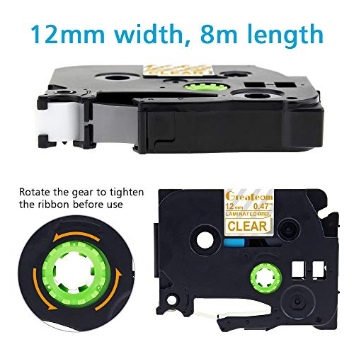 Greateam Compatible Label Tape Replacement for P-Touch Tape 12mm 0.47" Brother 1/2Inch TZe Tape TZe-134 TZe-234 TZe-334 (Gold on Clear/White/Black) for Brother PTD210 PTD400 PTD600, 3-Pack