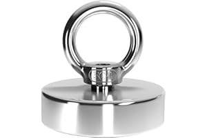 RIHEGIANT Heavy Duty Fishing Round Magnet - 200 Lb Pull Force Strong Neodymium Magnets Powerful Single Sided Magnet Fishing for Lifting, Hanging, Retrieving Applications (200LB Magnet - 1 Piece)