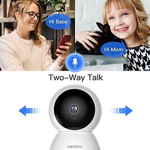 wandwoo IP Camera, 1080P Security Camera Wireless (2.4GHz WiFi),Night Vision,Two-Way Audio,PTZ Control,Home Security Camera for Baby/Pet/Nanny/Elder Monitor