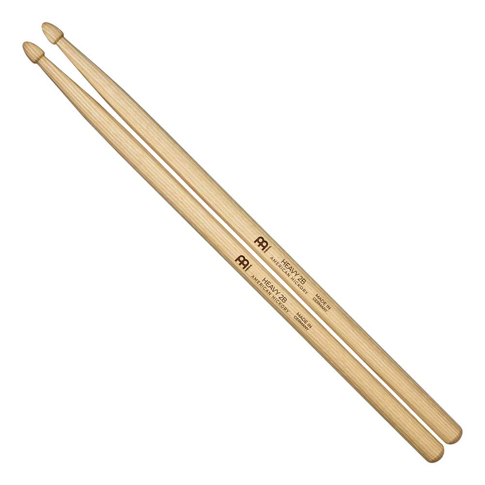 Meinl Drumsticks, Heavy 2B - American Hickory with Acorn Shape Wood Tip - MADE IN GERMANY SB110
