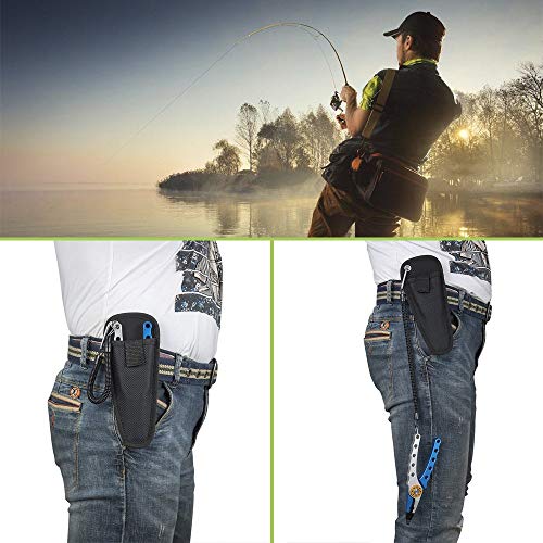 WOTOW Aluminium Angelzange, Braid Line Cutter Hook Remover Split Ring mit Stahldraht Coiled Nylon Lanyard Schwarz… – Bild 8