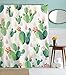 Goodbath Cactus Flowers Shower Curtains, Plant Cacti Waterproof Polyester Fabric Bathroom Shower Curtains Sets with Hooks, 72 x 72 Inch, Pink Green White Yellow
