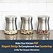 CHEFVANTAGE Glass Kitchen Storage Jar Set for Countertop with Air Tight Container Lid - Stainless Steel