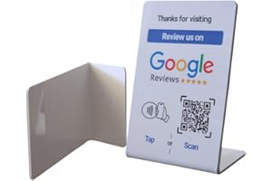 QRLYNK Google Review Stand - Tap NFC & QR code - Instant Customer Rates -Ideal for retails and local shops -Works well iPhone & Android - No Subscription, No Fee