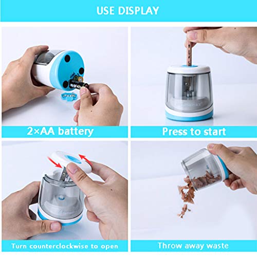TUU Portable Electric Pencil Sharpener | Battery operated | Auto Pencil Sharpener | Operated in School Classroom/Office/Home (green)