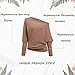 VOIANLIMO Women's Off Shoulder Knit Jumper Long Sleeve Pullover Baggy Solid Sweater Khaki S
