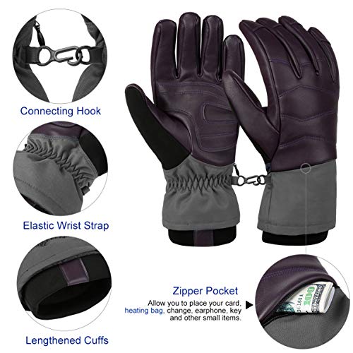 image for VBG VBIGER Winter Ski Mittens Waterproof Ski Gloves Warm Snow Snowboar
