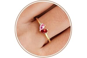TOSGMY Gold Birthstone Rings for Women Non Tarnish Stackable Ring Dainty 14K Gold Plated Heart CZ Emerald Gemstone Ring Wedding Engagement Promise Ring for Her Birthday Personalized Jewelry Gifts for Mom Size 6-10