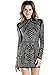 Miss ord Women's Long Sleeve Rhinestone High Neck Bodycon Casual Party Club Mini Dress Black