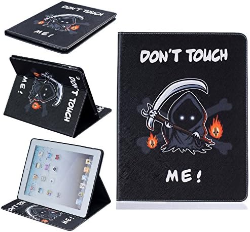 iPad Case, iPad 2/3/4 Case, Luckycheng Stylish Art Printed Flip PU Leather Stand Protective Smart Case with Card Slots for Apple iPad 2/3/4 Generation (9.7 Inch) (death)
