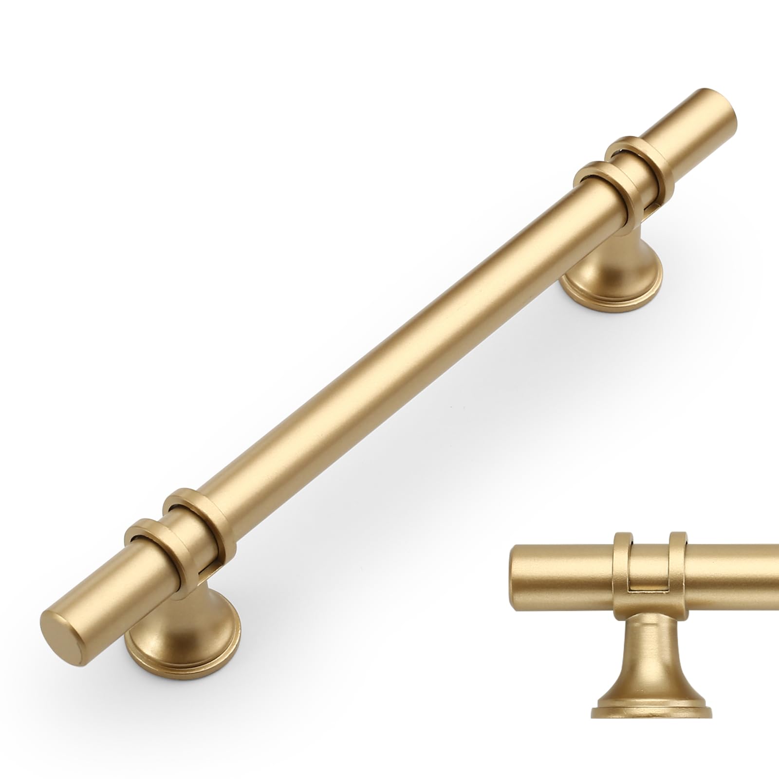 Amerdeco Gold Cabinet Handles, Kitchen Handles, 10 Pack, 128 mm Hole Spacing, Traditional Style, Sturdy Metal, Easy to Install — image 1