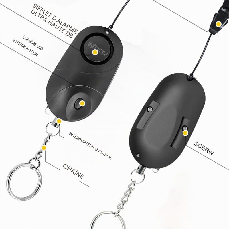 Personal Security Alarm with LED Light - Compact Emergency Keychain for Kids Women and Seniors Crime Prevention Warning (Pink+Black)