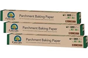 If You Care Parchment Baking Paper 70 Sq Ft Roll, Unbleached, Chlorine Free, Greaseproof, Silicone Coated, Standard Size, Fit