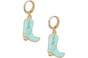 MOEPAPA Enamel Western Cowgirl Boot Earrings Cowgboy Dangle Drop earrings