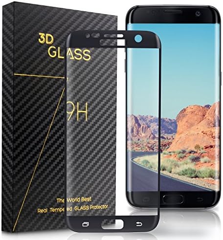 Atill S7 Edge Black Tempered Glass Samsung Screen Protector 3D Curved Full Coverage Ultra Clear Shatter (Black)