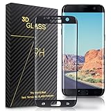 Atill S7 Edge Black Tempered Glass Samsung Screen Protector 3D Curved Full Coverage Ultra Clear Shatter (Black)