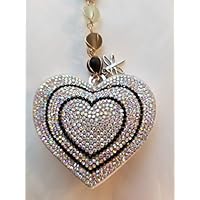 Crystal Rhinestone Heart Rear View Mirror Hanger, Unique Car Charm, Car, Truck, Window, Rear View Mirror Hangers, sun catcher