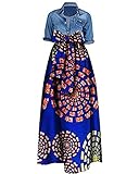 Huiyuzhi Womens African Print Dashiki Dress Long Maxi A Line Skirt Ball Gown (4XL, Dark Blue)