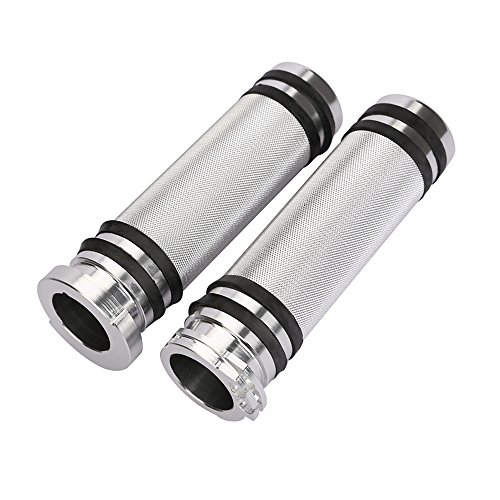 ECLEAR Motorcycle Handlebar Grips, CNC Knurled Hand Grips for Harley Touring Softail XL883 1200 - White - Thumbnail 6