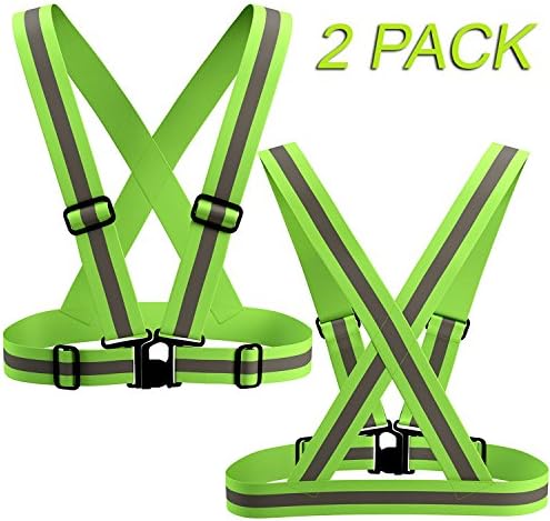 Reflective Vest 2-Pack | Reflector Clothing for Men, Women | High Visibility for Running, Cycling, Jogging, Walking, Motorcycle | Safety Vests Made of Silver Strap, Adjustable, Lightweight, Elastic