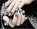 Dongcrystal 24Pcs 3D Bling Nail Art Jewelry Glitter Rhinestone Decor Nail Tips Black Fake Nails