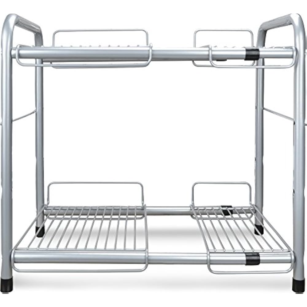 2 Tier Under Sink Expandable Shelf Organizer, Storage Rack (Silver