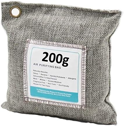 Activated carbon air freshener made from 100 % natural bamboo charcoal, ideal for cars, campers, kitchens, wardrobes, cloakrooms. Removes unpleasant odours naturally without chemicals, grey, 200cm (Size 7)