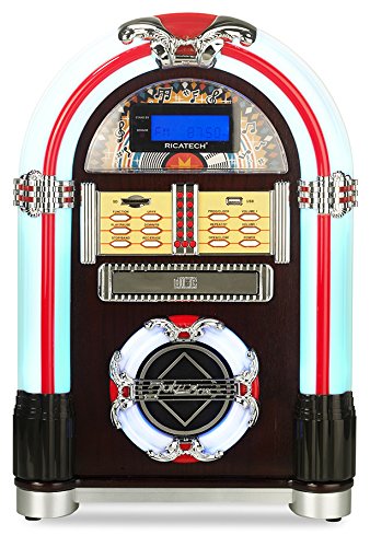 Ricatech Table Top Jukebox CD Player Radio MP3 USB SD Card Slot Audio ...
