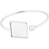 Reidgaller 5pcs 20mm Square Cabochon Bracelet Base Blanks Stainless Steel Cuff Bracelets Bangle Bezel Settings For Jewelry Making
