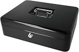 Westcott Lockable Cash Box Large 30 cm Black with 2 Keys | Steel