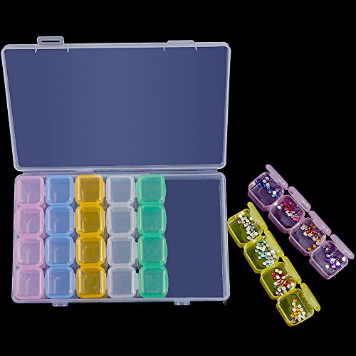 2 Packs 28 Slots Diamond Embroidery Box Diamond Painting Accessories Cross Stitch Tools Storage Case for DIY Craft by INFELING, 6.1x4.7 in - Thumbnail 4