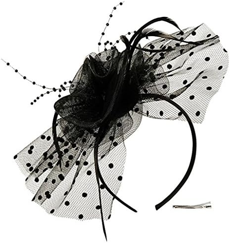 LATIMOON Women's Fascinator Flower Mesh Wedding Hair Clip Headpiece Cocktail Party Headwear-Black