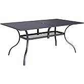 Incbruce Patio Dining Table, 60" x 36" Rectangle Metal Steel Slat Table, with 1.57" Umbrella Hole, for Backyards, Porches, Gardens or Poolside