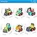 Sliding Toy Cars, Pocket Construction Vehicles Trucks Toy Set of 6 for Over 18 Months Old Boys Toddlers Kids - Bulldozer, Cement Mixer, Dumper, Forklift, Excavator and Road Roller