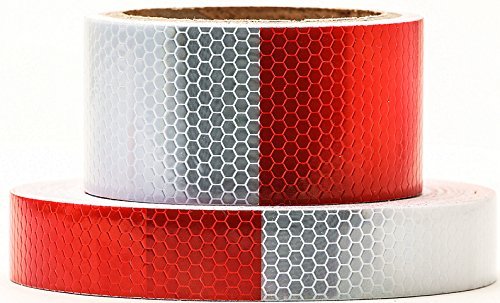 Red White Honeycombo reflective tape 2"X25'-Waterproof self-adhesive trailer reflector tape-reflective tape for trucks,trailers,car,Warning Caution Conspicuity Tape Cinta reflectante (Renewed)