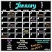 Dry Erase Calendar Monthly Black 15.5