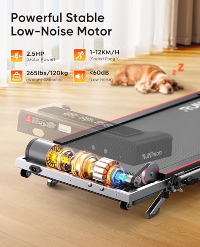 Walking Pad with Incline, RUNIMON 6 in 1 Folding Treadmill for Home & Office,7.5MPH Under Desk Treadmill,Portable Compact Treadmills with Handle,2 -LED Display,Remote&APP Control,No Installation